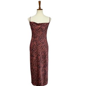 Anthropologie Elyse Animal Print Bias Slip Dress Size Small